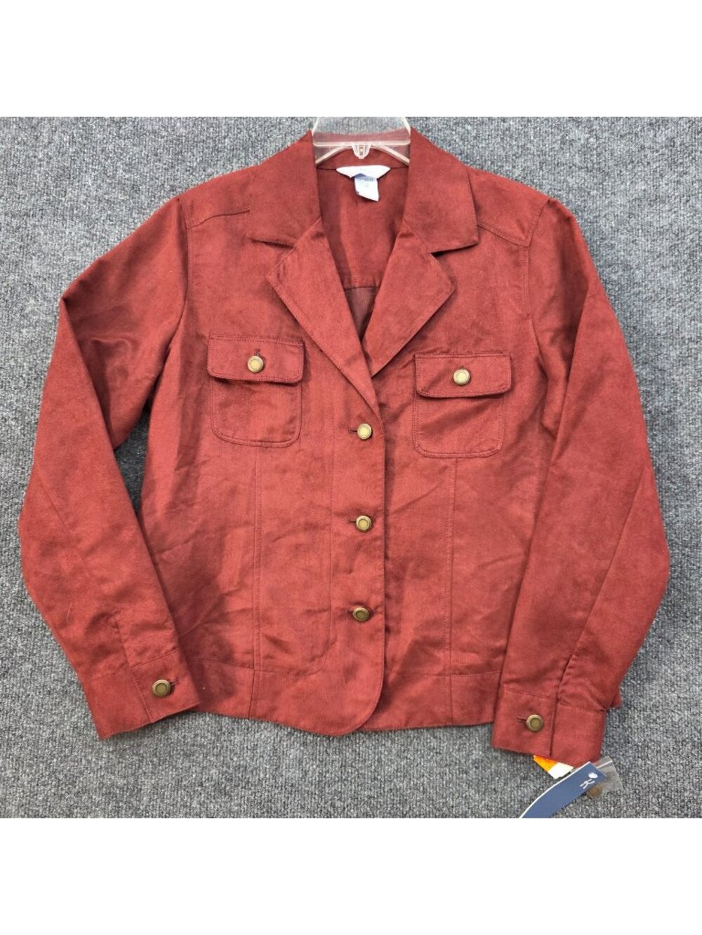 City Blues By Koret Faux Suede Safari Jacket 8 Rust Western Boho Cabincore Retro
